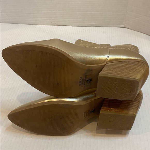 GOLD BLAZING Soda Cowboy Western Stitched Ankle Boots Pointy Toe Booties Size 8 - Picture 10 of 17